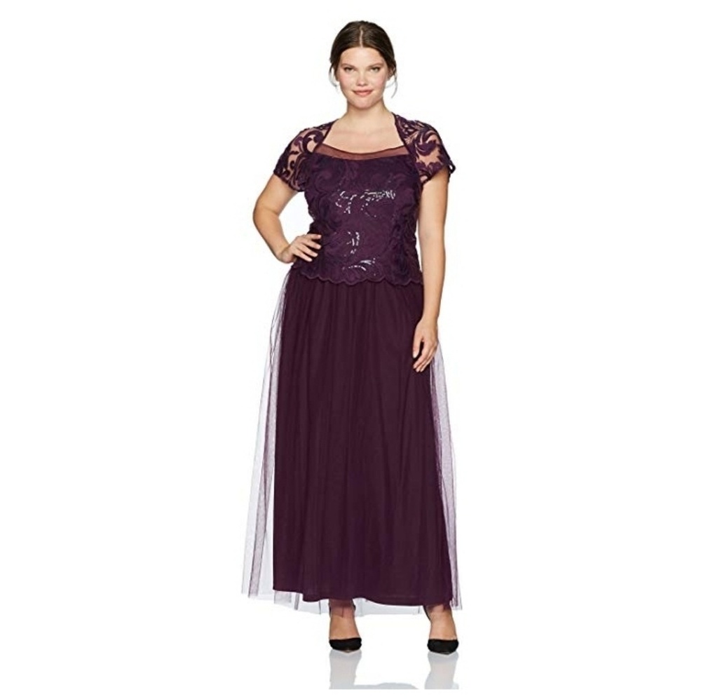 Sz 22 NWT Mock 2 Pc Embroided Long Gown 